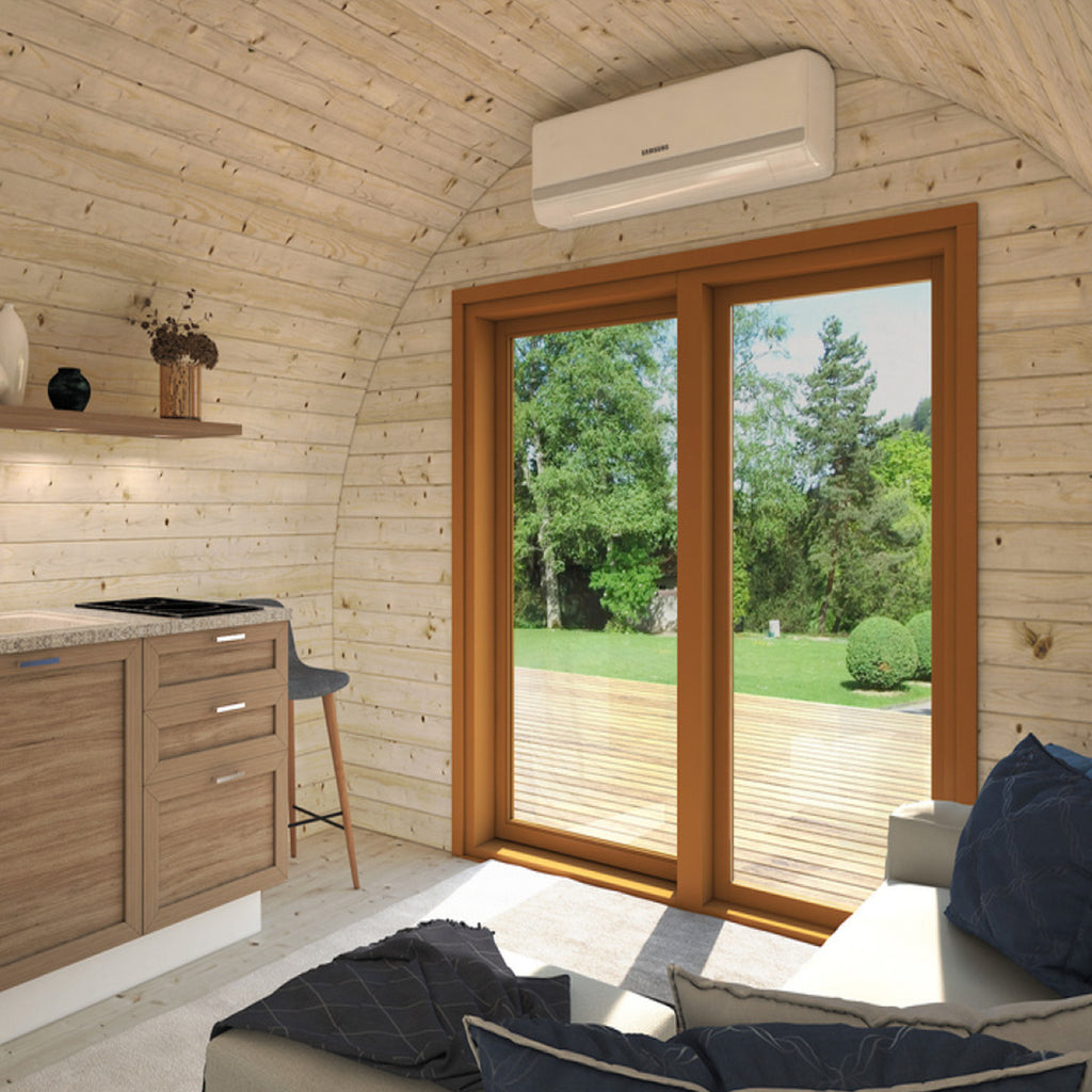 A peek into the optional chic bathroom in the KeiCo Western Glamping Pod.