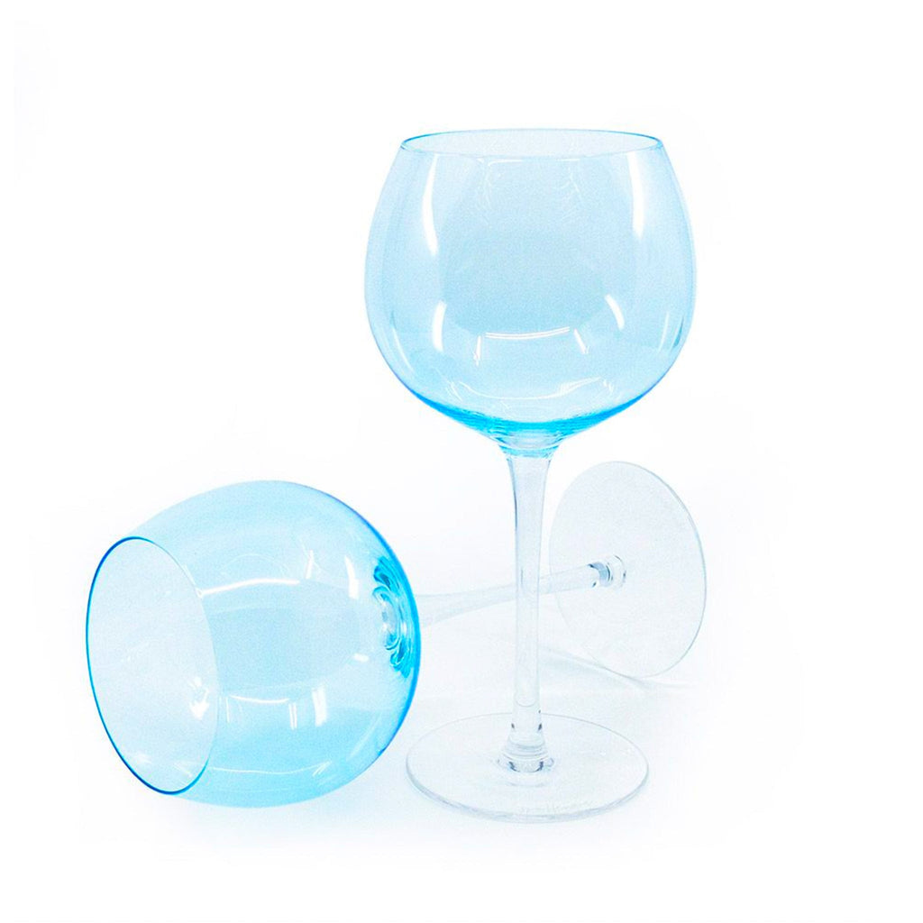 Set of 2 Sparkleware® Aqua Blue Gin Balloon Glasses - The Keico