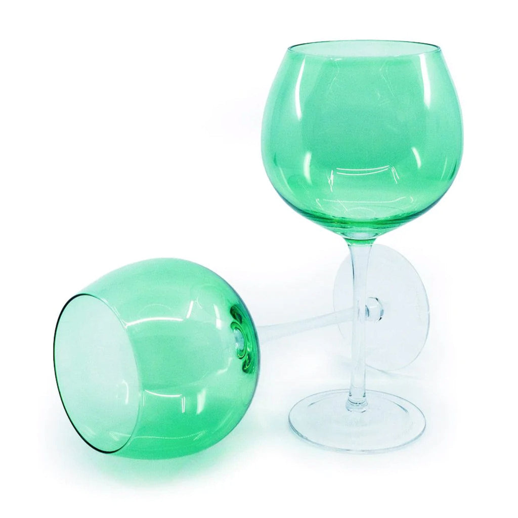 Set of 2 Sparkleware® Emerald Green Gin Balloon Glasses - The Keico