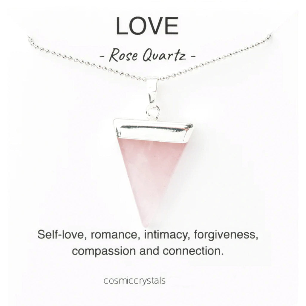 Rose Quartz Triangle Silver Plated Love Necklace - The Keico