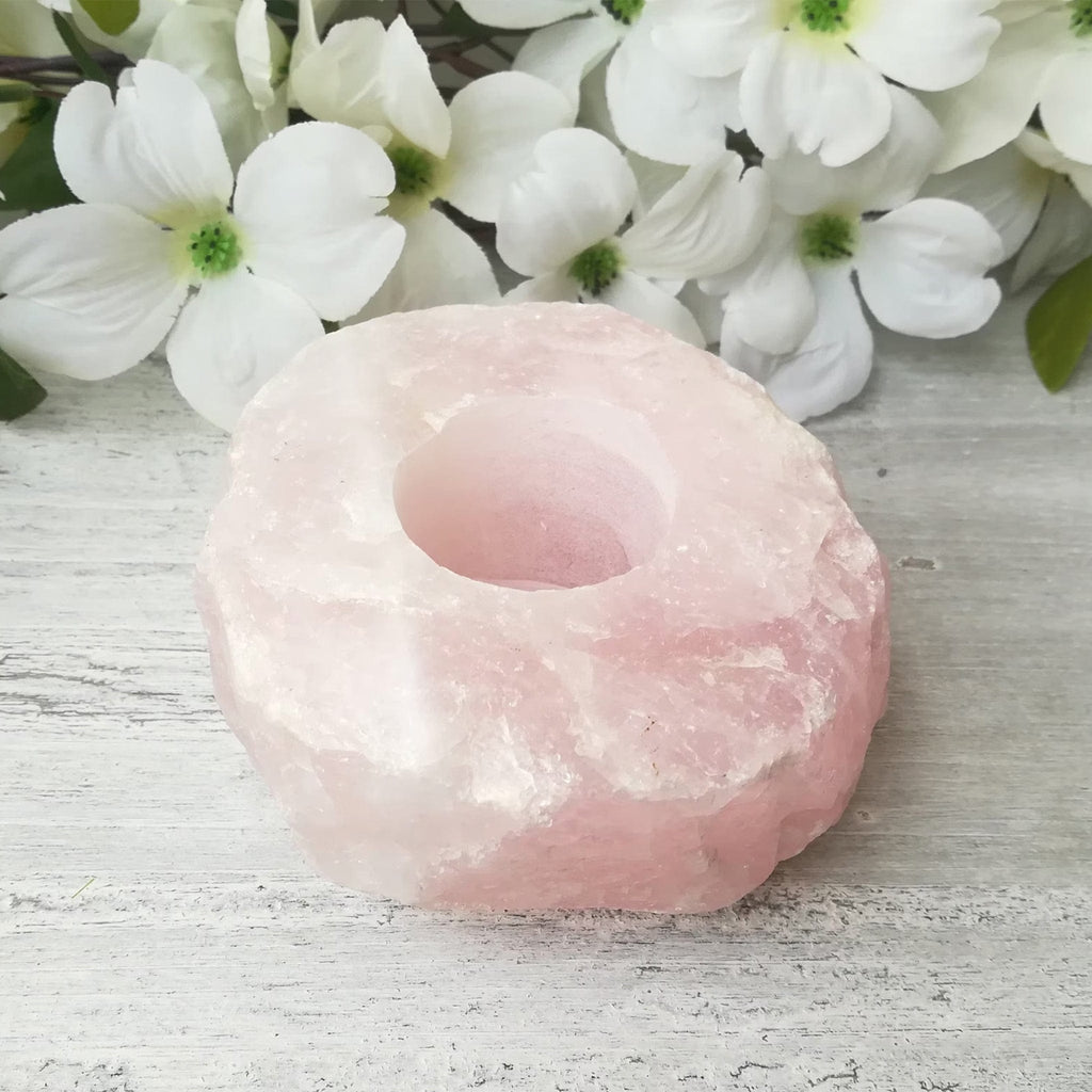 Rose Quartz Crystal Tea-light Holder | Crystal Gifts | The KeiCo