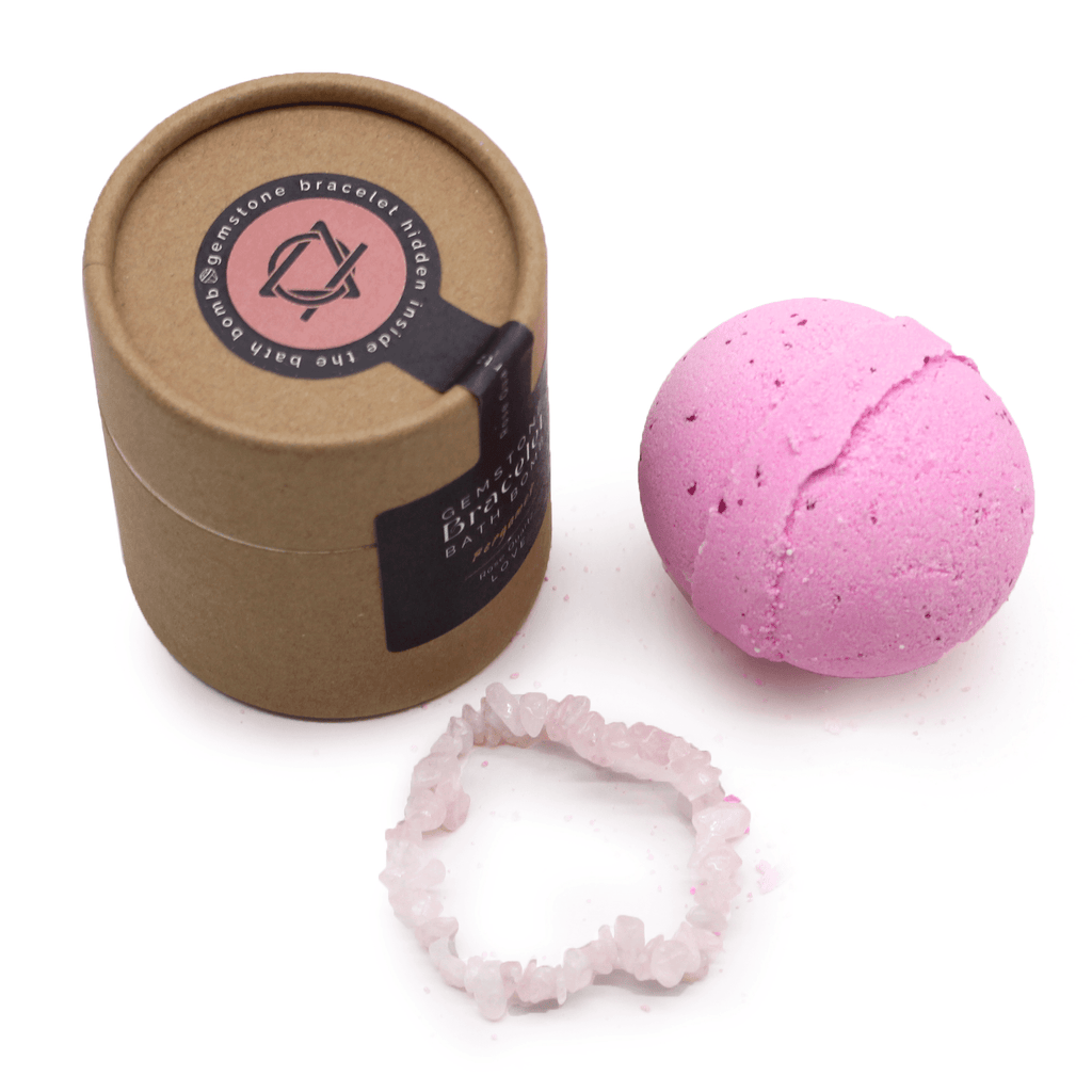 Rose Quartz Crystal Bracelet Bath Bomb | Bergamot & Sea Salt | The KeiCo
