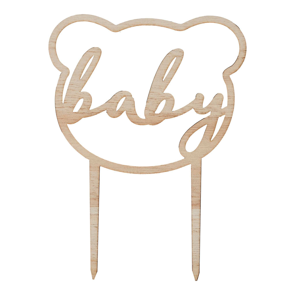 Wooden Teddy Bear Baby Shower Cake Topper - The Keico