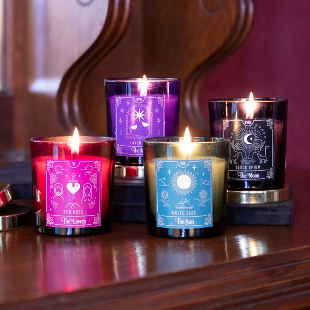 The candle's rich, fragrant glow illuminating a room, setting a mood of passion and introspection.
