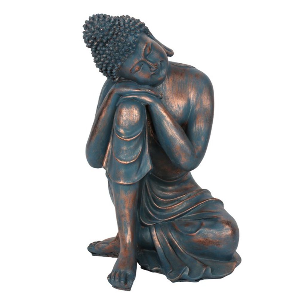 Contemplative Blue & Copper Buddha | White Background | The KeiCo