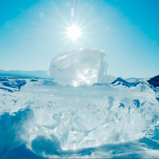 Large Piece of Ice with Sun in background -Benefits of Cold Therapy