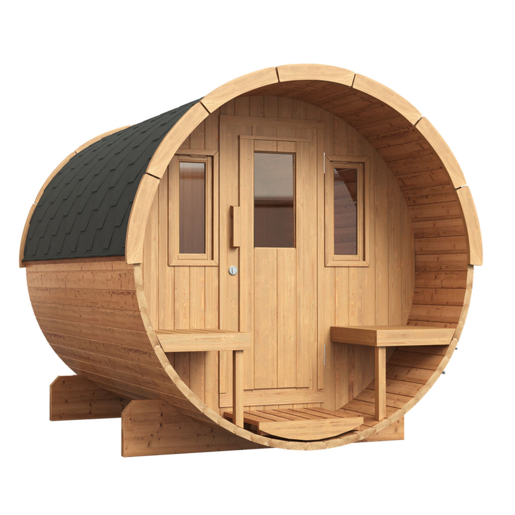 KeiCo Outdoor Wellness 250 Barrel Sauna Spruce Barrel Steam Sauna Home Spa | KeiCo Wellness