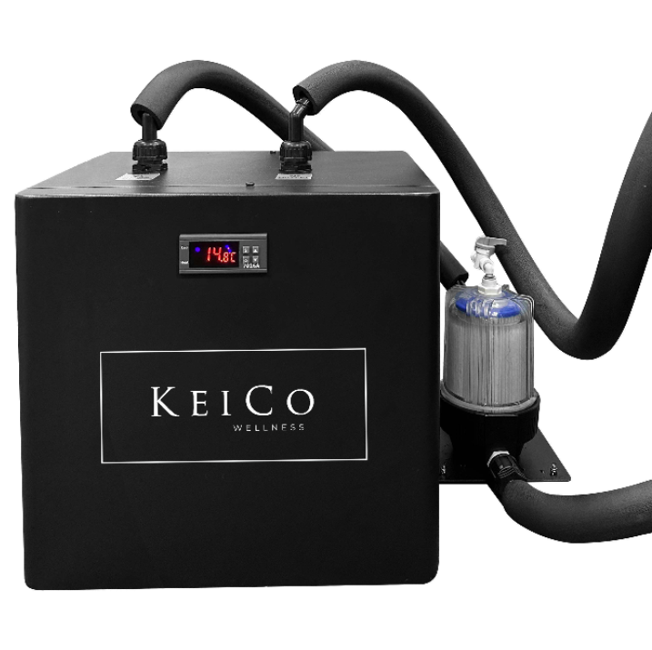 KC Chill Tub Lite Ice Bath with light, digital temperature display, and KC Chiller for advanced cold therapy.