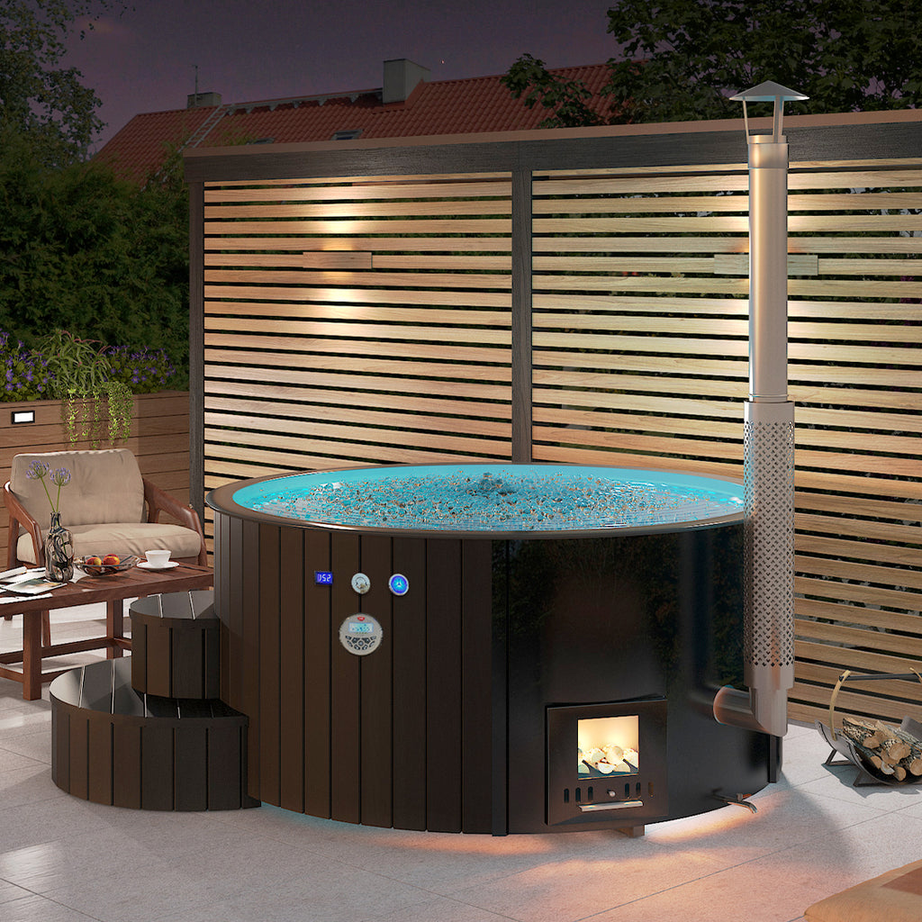 Image of the fully assembled KeiCo Deluxe Hot Tub upon delivery, showcasing its ready-to-use convenience.