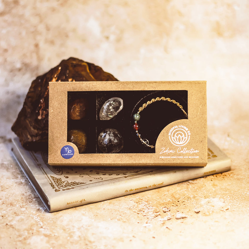 KeiCo Capricorn gift set displayed in luxury wellness packaging