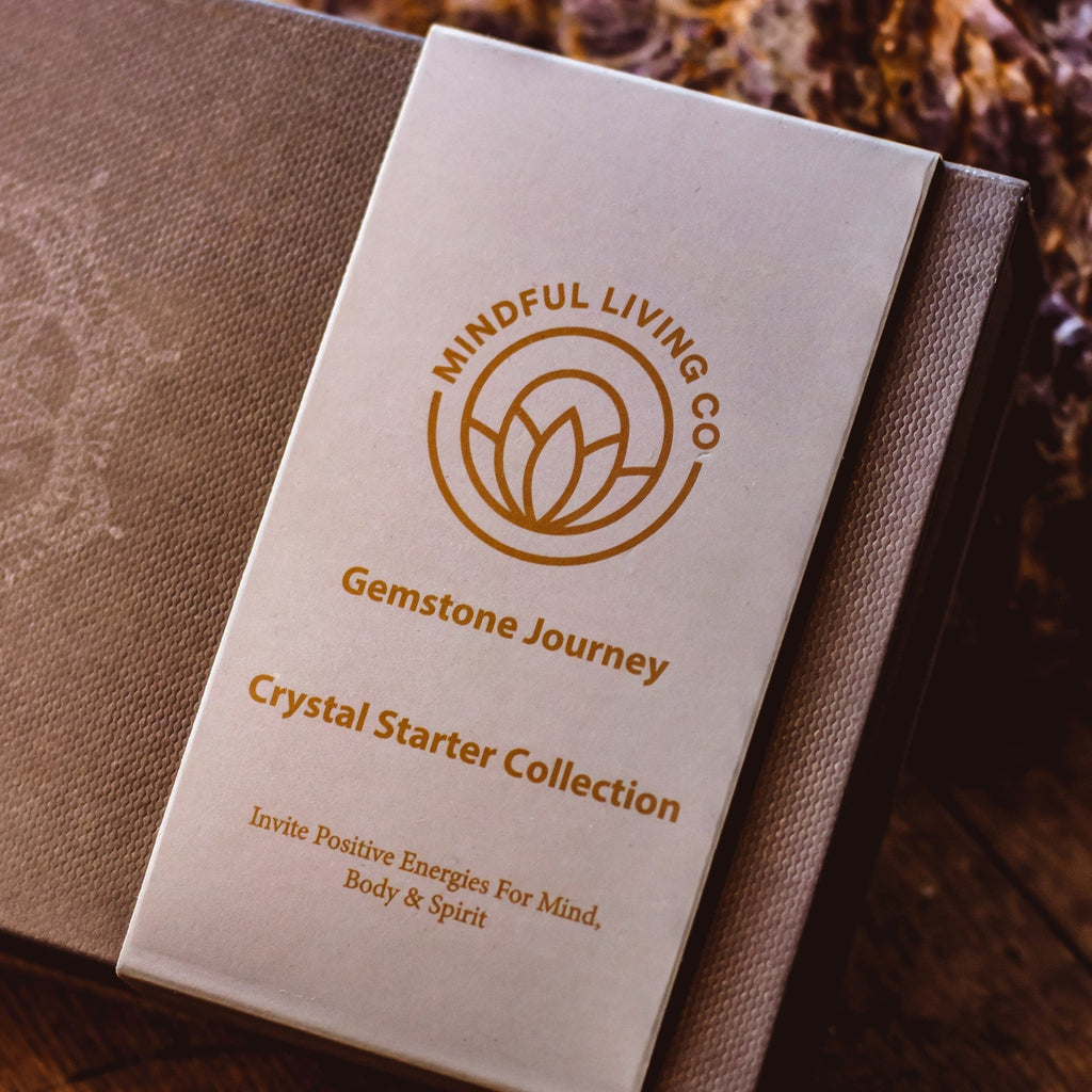 Crystal set styled with sage and wellness accessories