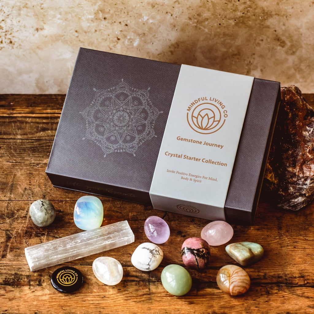 Polished stones displayed for mindful use and energy rituals