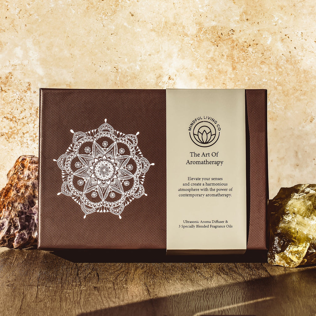 Mist diffuser releasing fragrance in soft, ambient light
