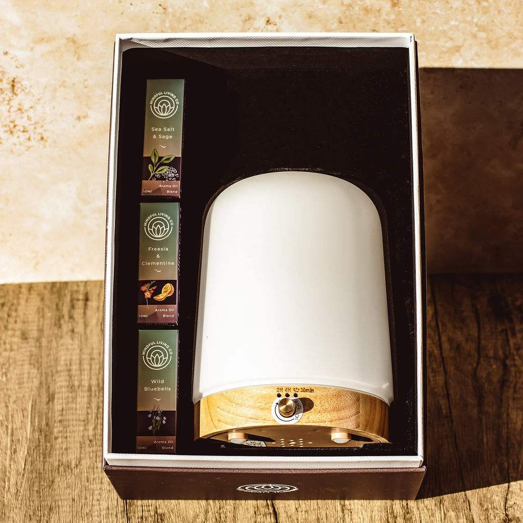 Essential oil trio and diffuser gift set for home rituals