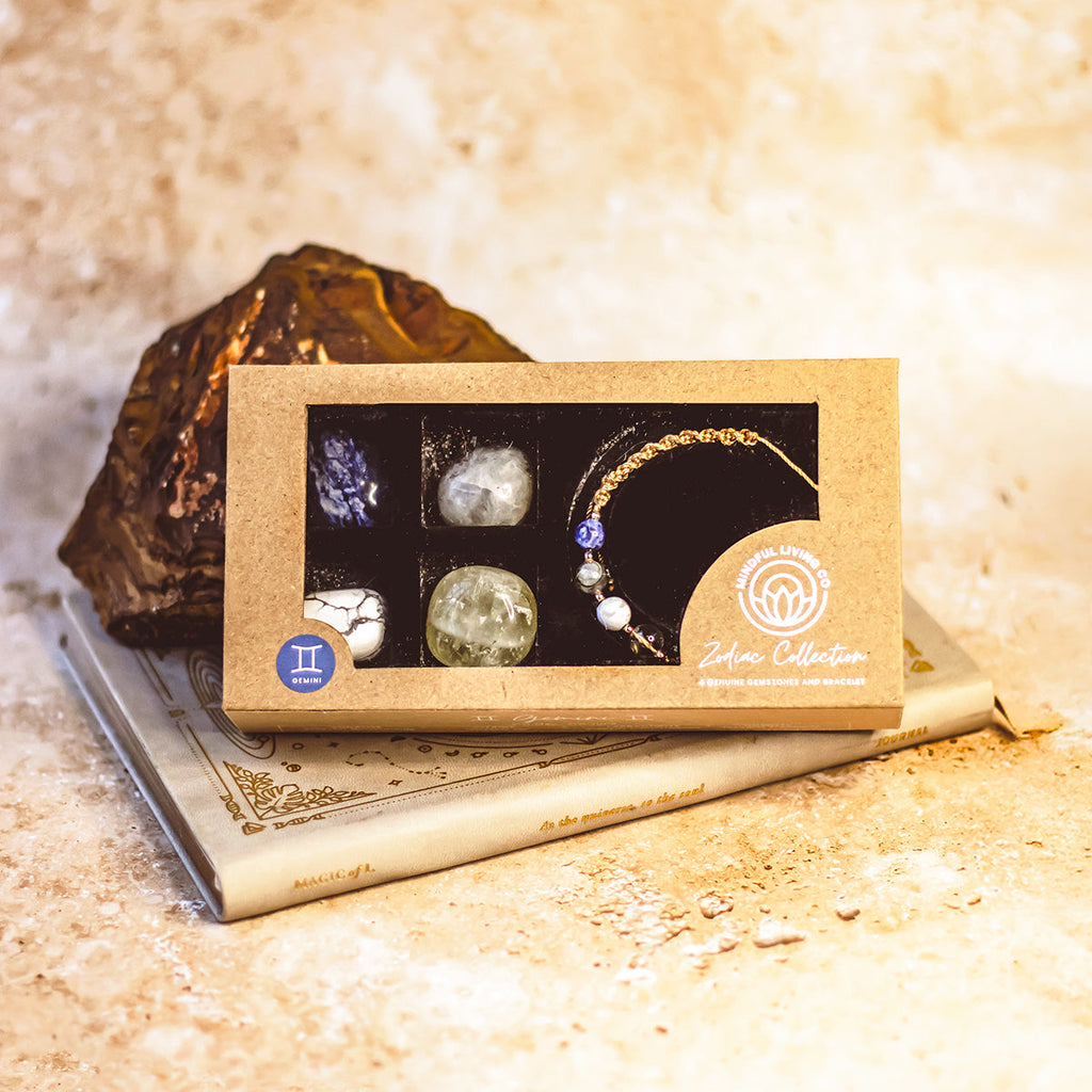 Birthstone and ritual items for Gemini star sign wellness