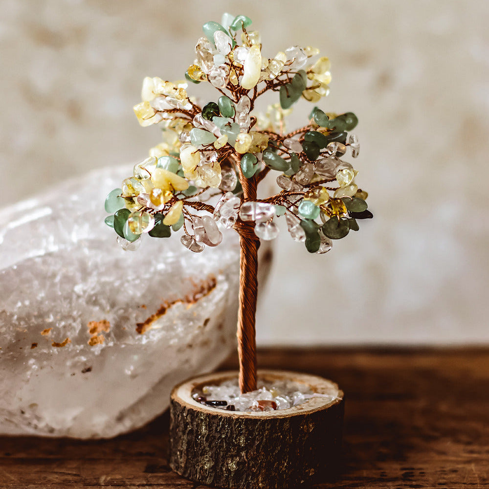 Handmade gemstone tree with citrine, aventurine and clear quartz

