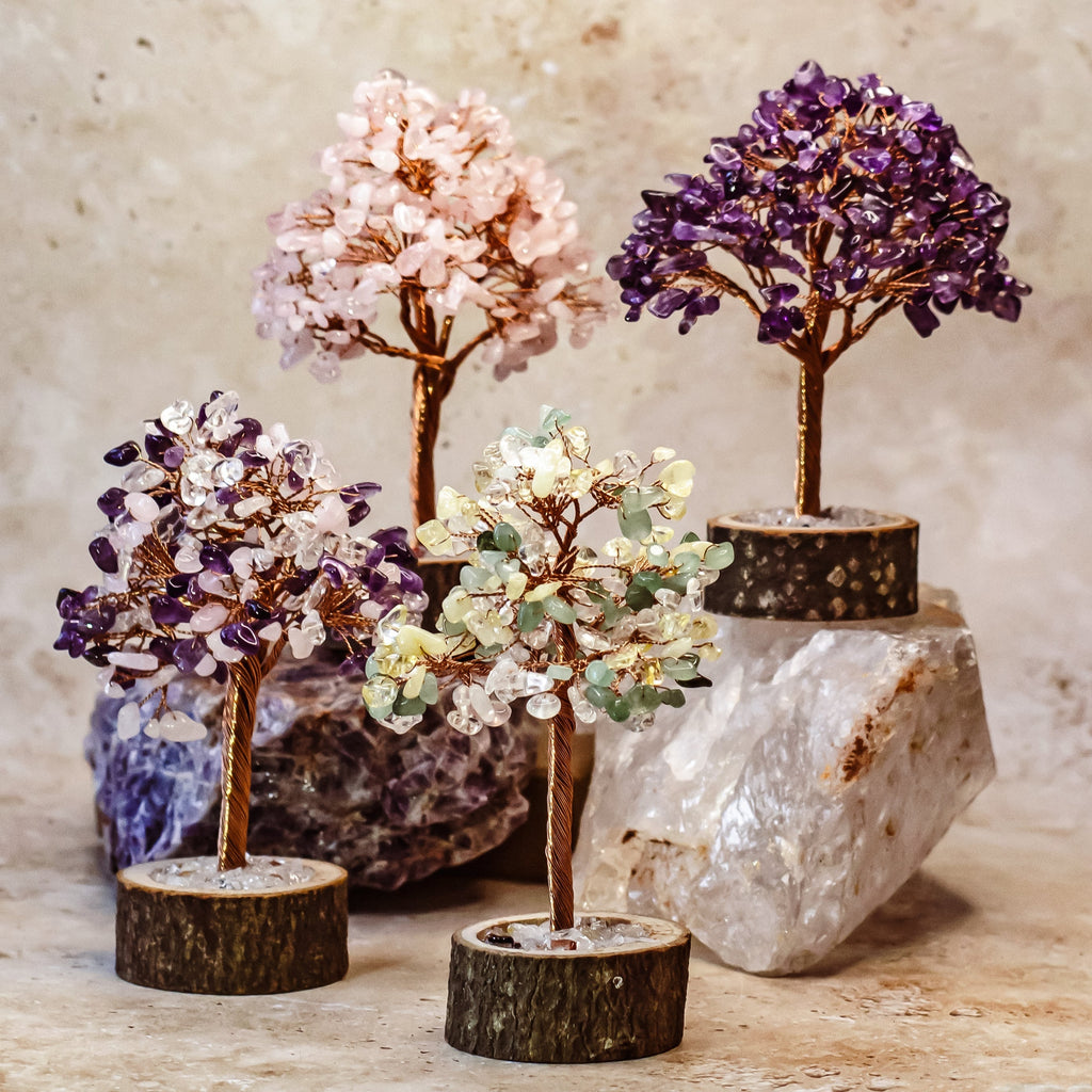 KeiCo mindful gifting gemstone trees in soft natural light