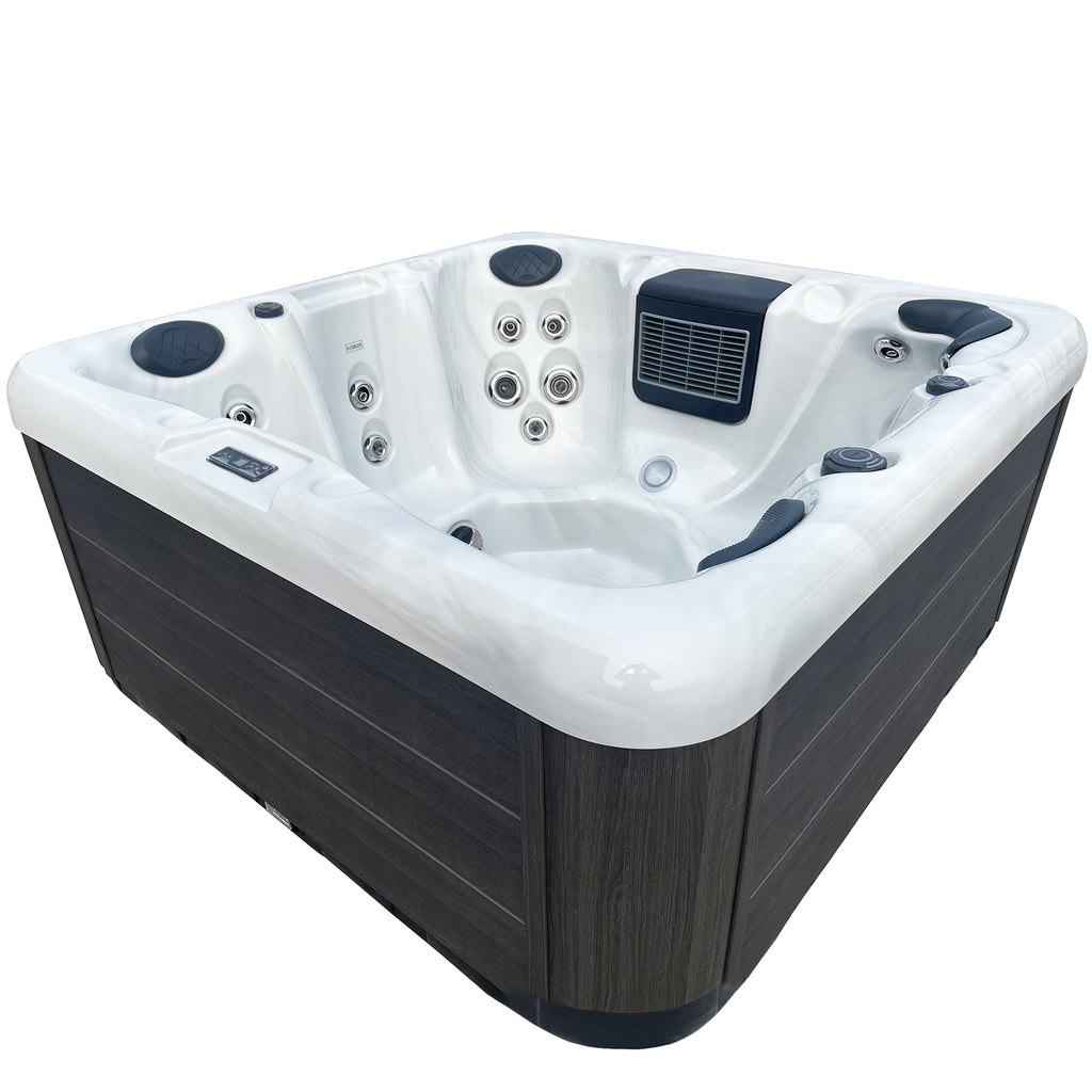 Gecko K300 controls and sleek light grey skirt surround of the KC-11 Bliss Spa - 6-Person Hot Tub.