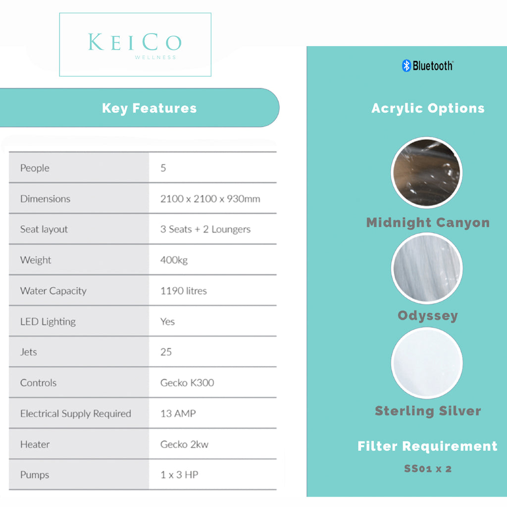 KC-3 Harmony Spa - 5-Person Hot Tub with thermal cover, ready for Plug & Play installation.