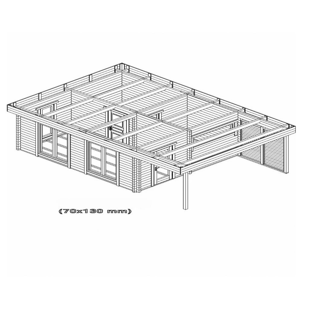 Inside View of the Kaldera+ Sauna Suite with technical drawings