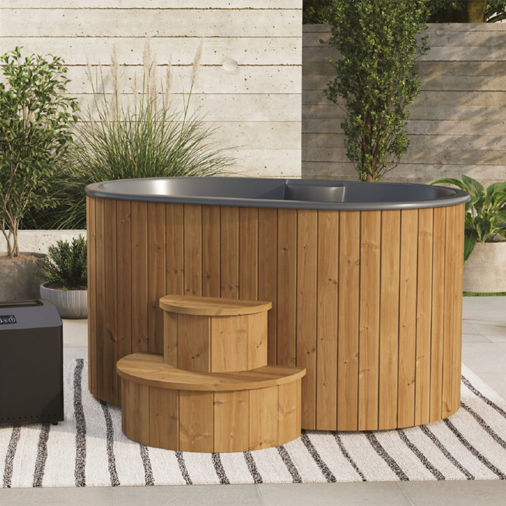 KeiCo Ofuro Cold Plunge in Natural Thermowood Finish – Garden Setup