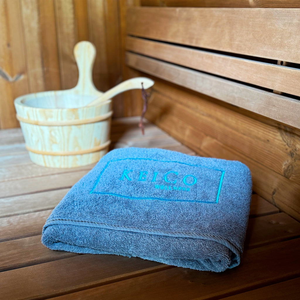 Close-Up of Plush 500gsm KeiCo Wellness Spa Towel in Dark Grey