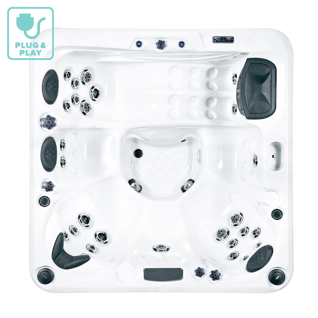 Luxury Plug & Play KC Spa with 29 Jets and 1 Lounger in Sterling Silver Finish