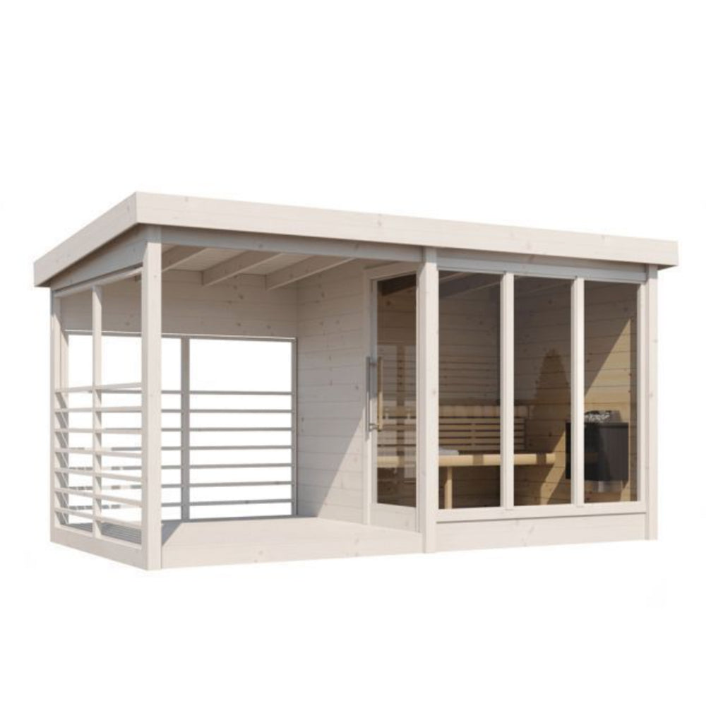 KeiCo Kallie Outdoor Garden Sauna with Terrace in 42mm Spruce