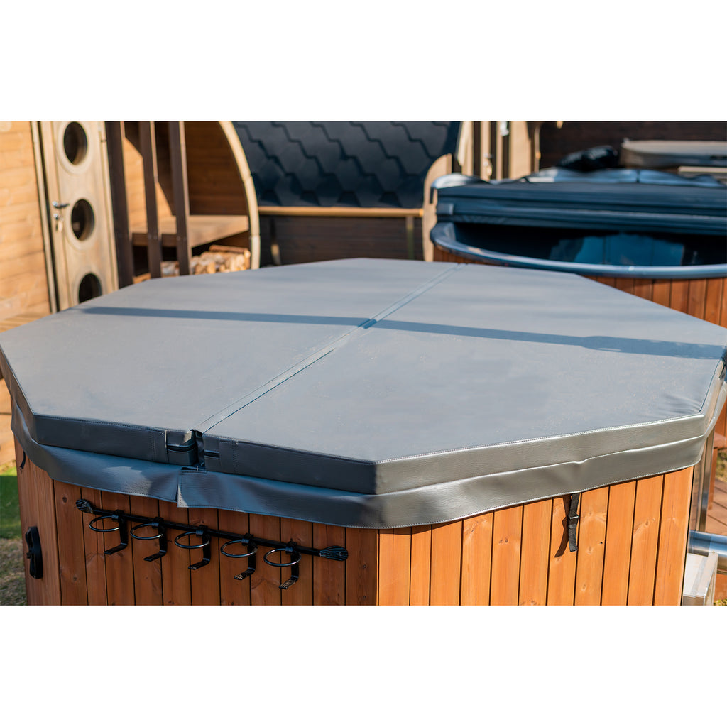Image displaying the efficient, insulated cover of the KeiCo Deluxe XL KING Eco Hot Tub, emphasising its eco-friendly heat retention