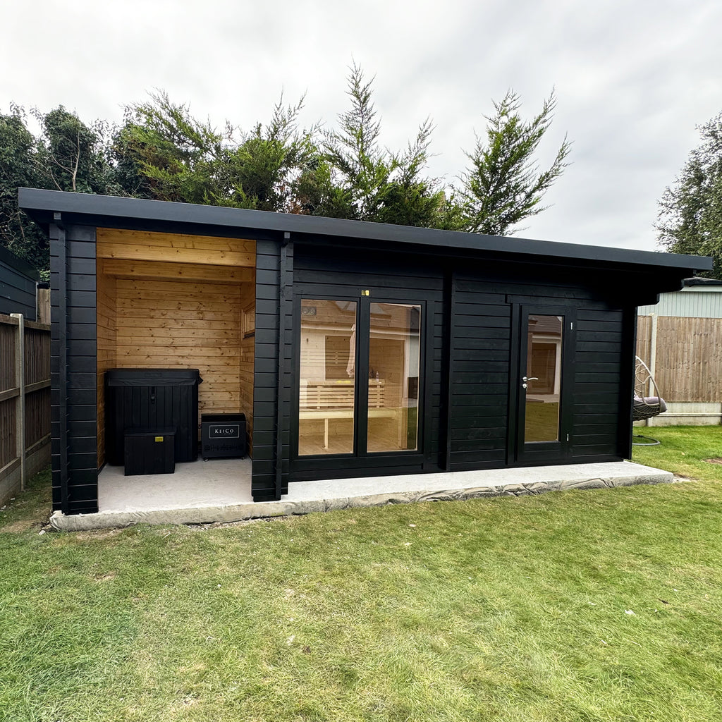 KeiCo Performance Spa Suite with canopy and glazed doors in Nordic Spruce