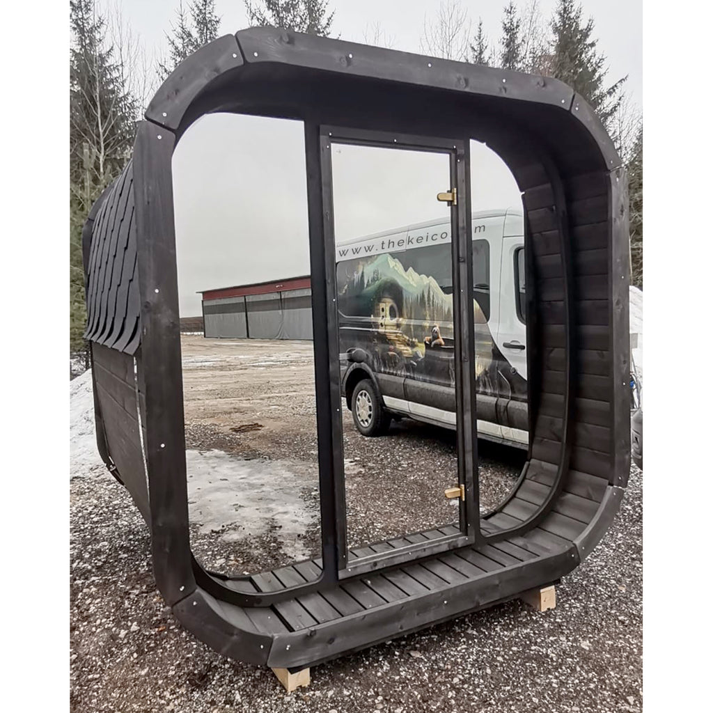 Icon Sauna Mirrored Glass Front | Outdoor Sauna | KeiCo Wellness