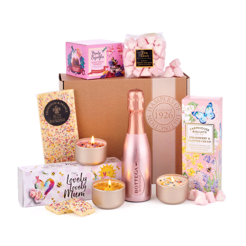Bottega Rose Gold Prosecco and gourmet treats in Exquisite Mum's Celebration Box