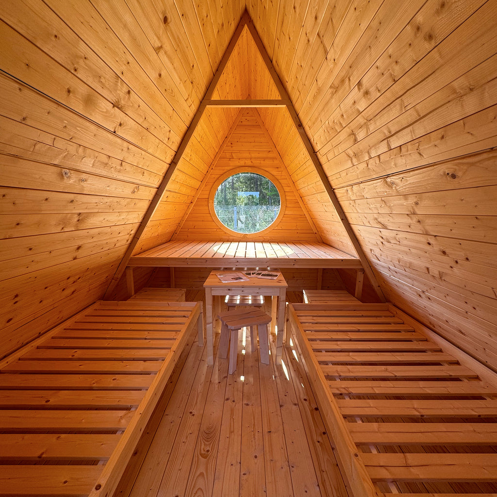 KeiCo Wigwam Camping Pod with Large Double Bed and 2 x Single Beds