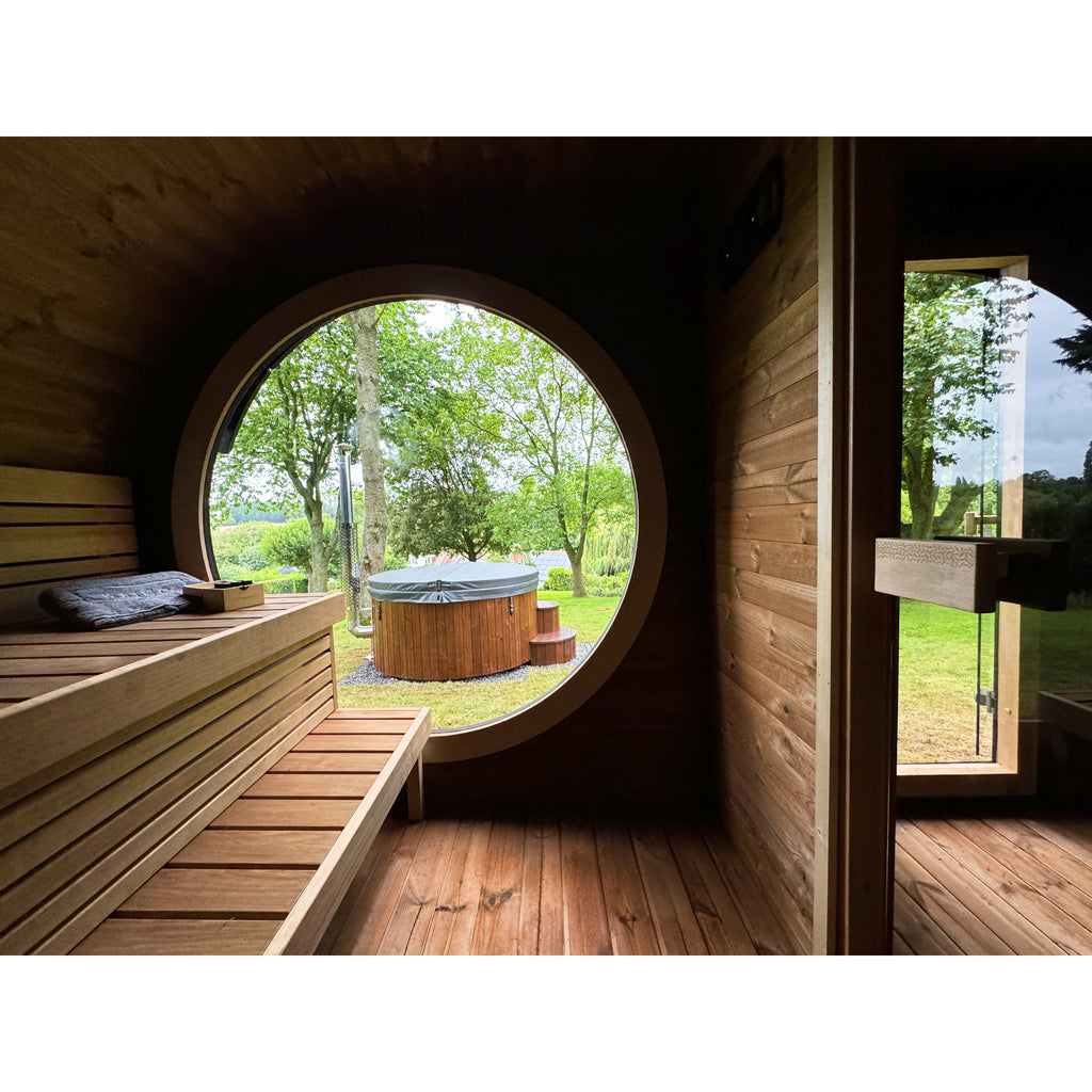 Thermo-Pine Timber 'Raiki' Sauna by KeiCo - Durable Outdoor Sauna with Private Changing Room