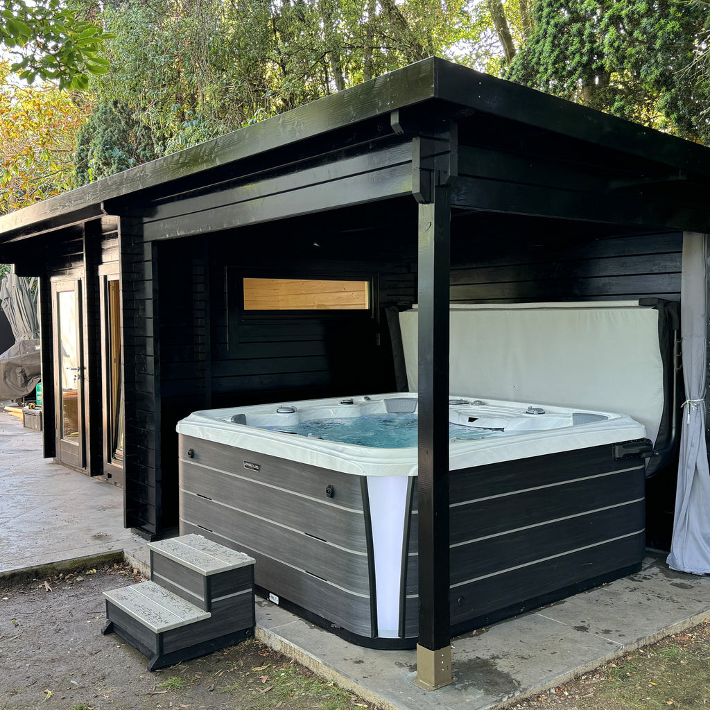 KeiCo Garden Spa Luxe Retreat - Eco-Friendly Spruce Construction with Premium Sauna and Hot Tub Shelter