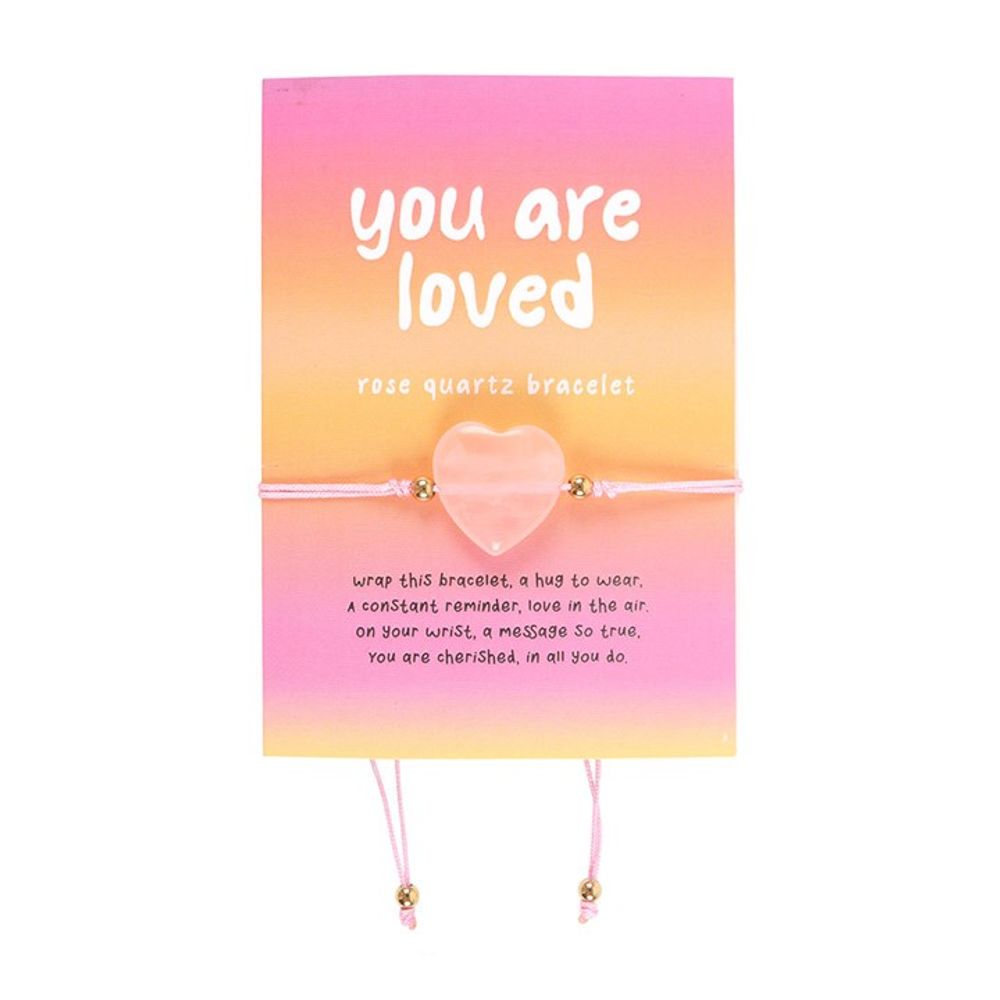 You are Loved | Pink Bracelet | Rose Quartz Heart Crystal | 