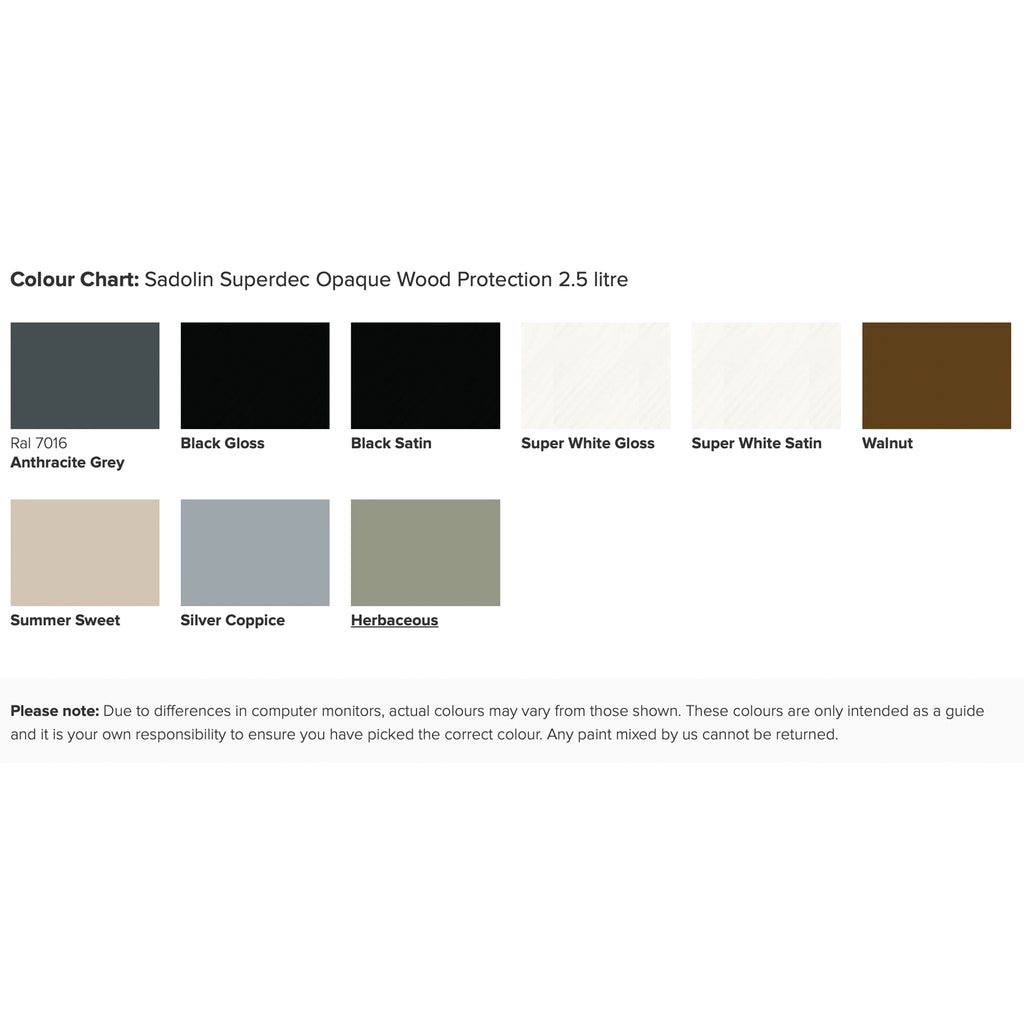 Sadolin Wood-treatment Colour Chart