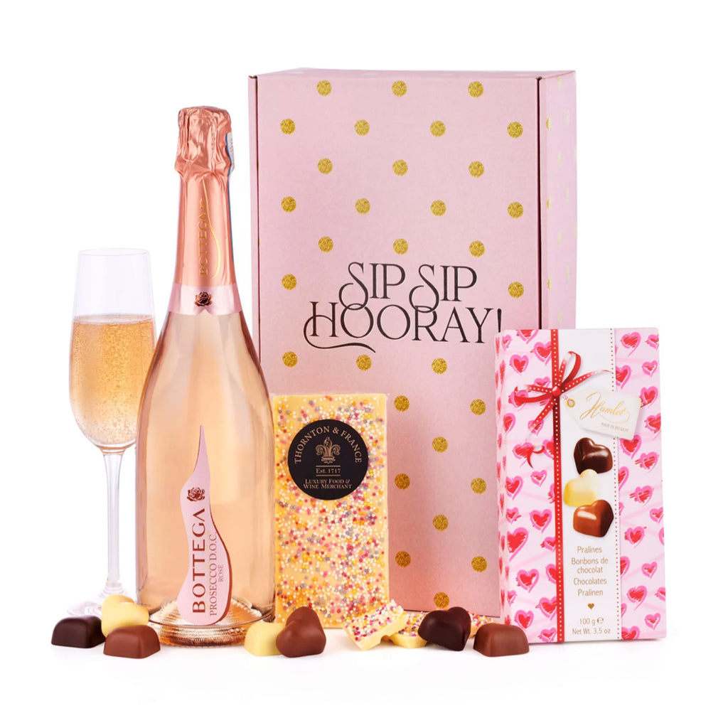 Bottega Poeti Rosé Prosecco bottle with elegant pink hue, symbolising celebration and luxury.