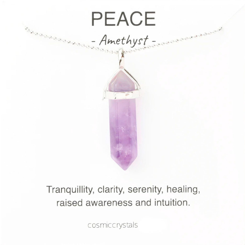 Amethyst Tower Silver Plated Peace Necklace - The Keico