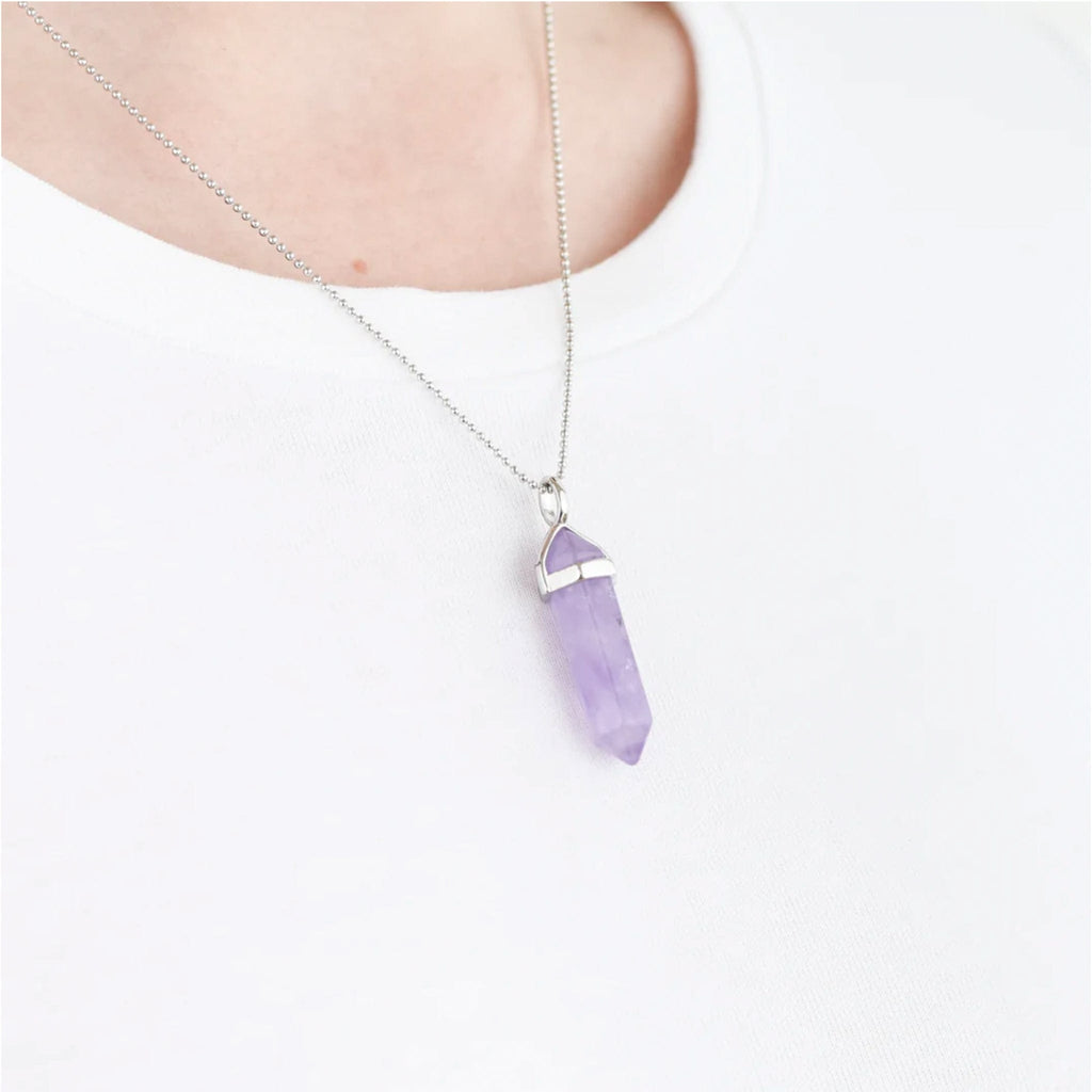 Amethyst Tower Silver Plated Peace Necklace - The Keico