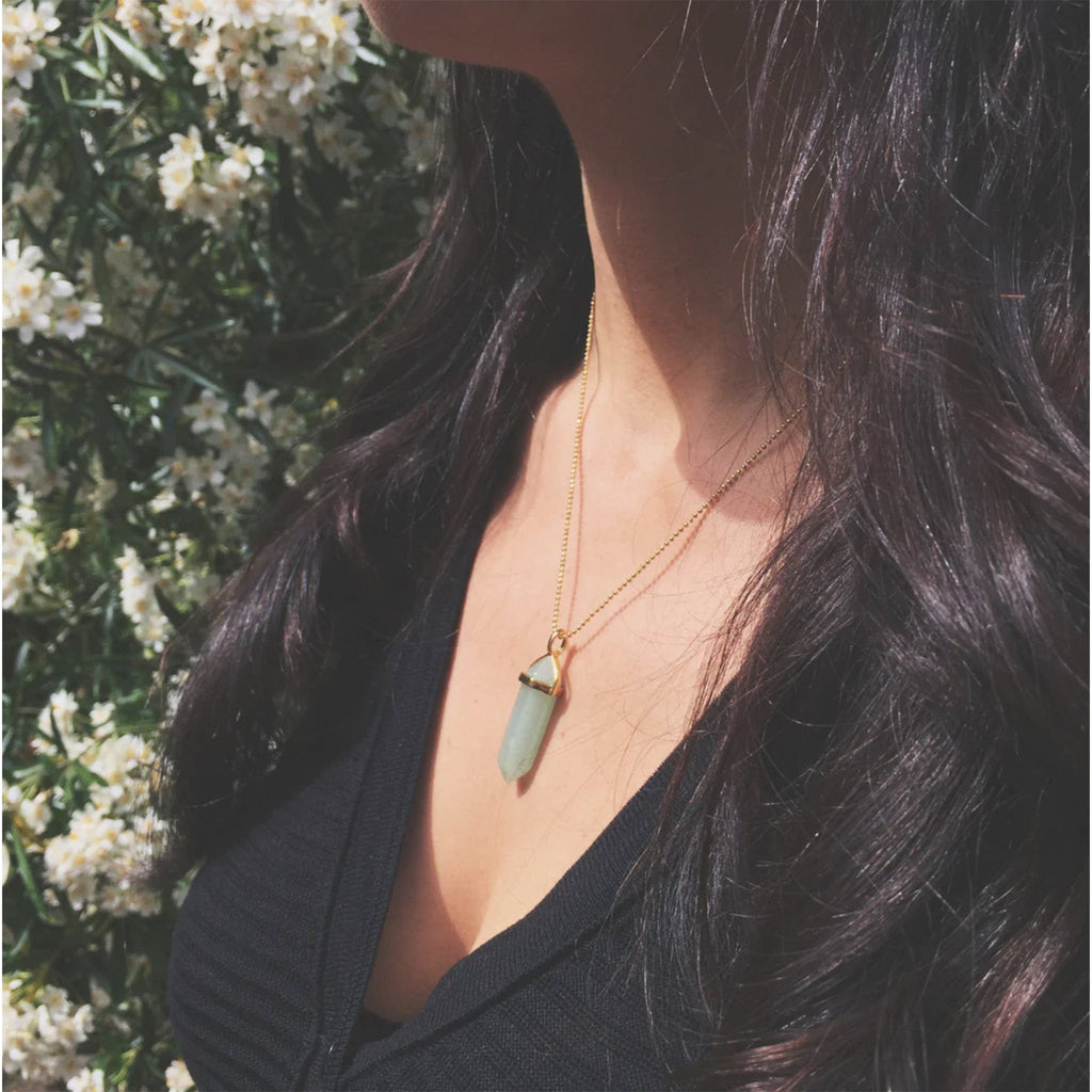 Aventurine Tower Gold Plated Luck Necklace - The Keico