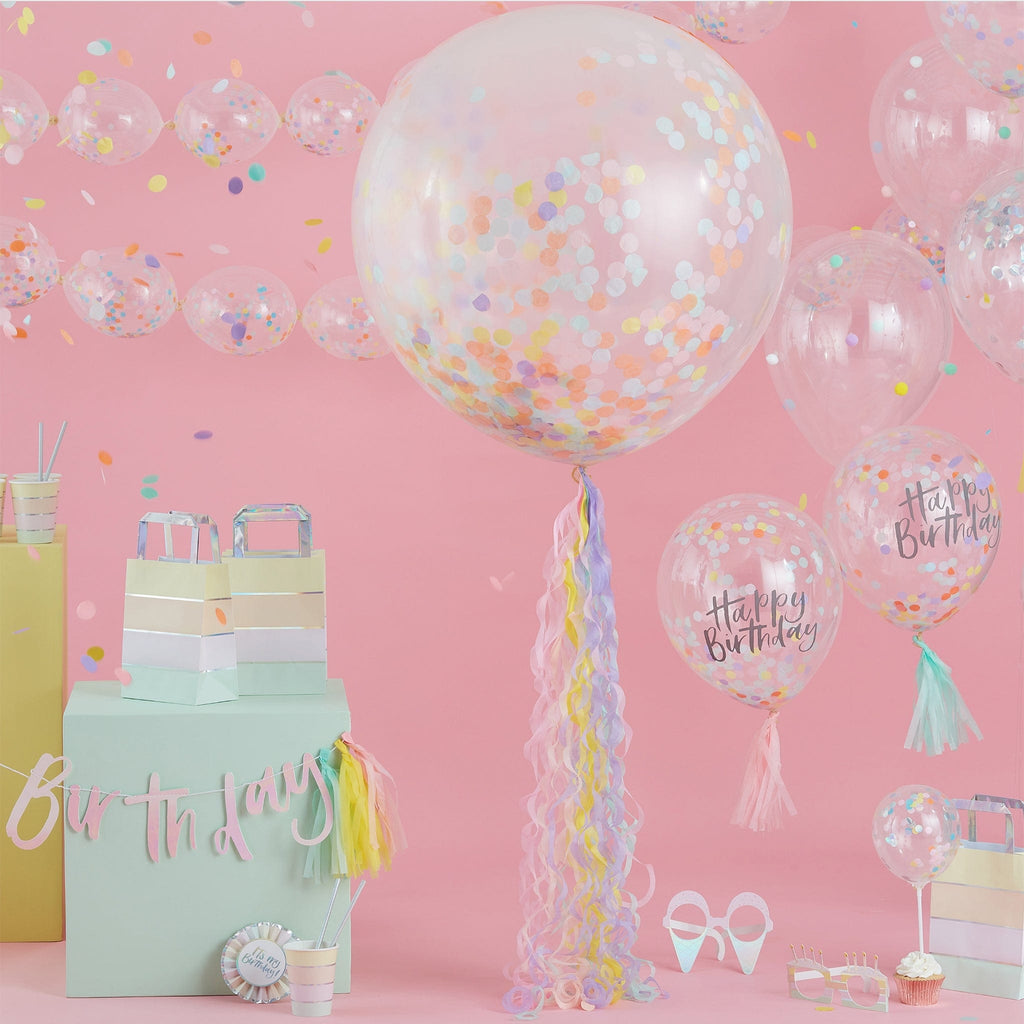 Happy Birthday Pastel Confetti Balloons | Birthday Party | The KeiCo