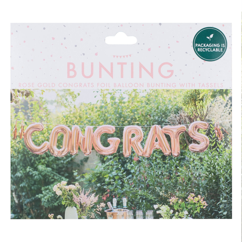 Congrats Rose Gold Balloon Bunting | Congratulations Party | The KeiCo