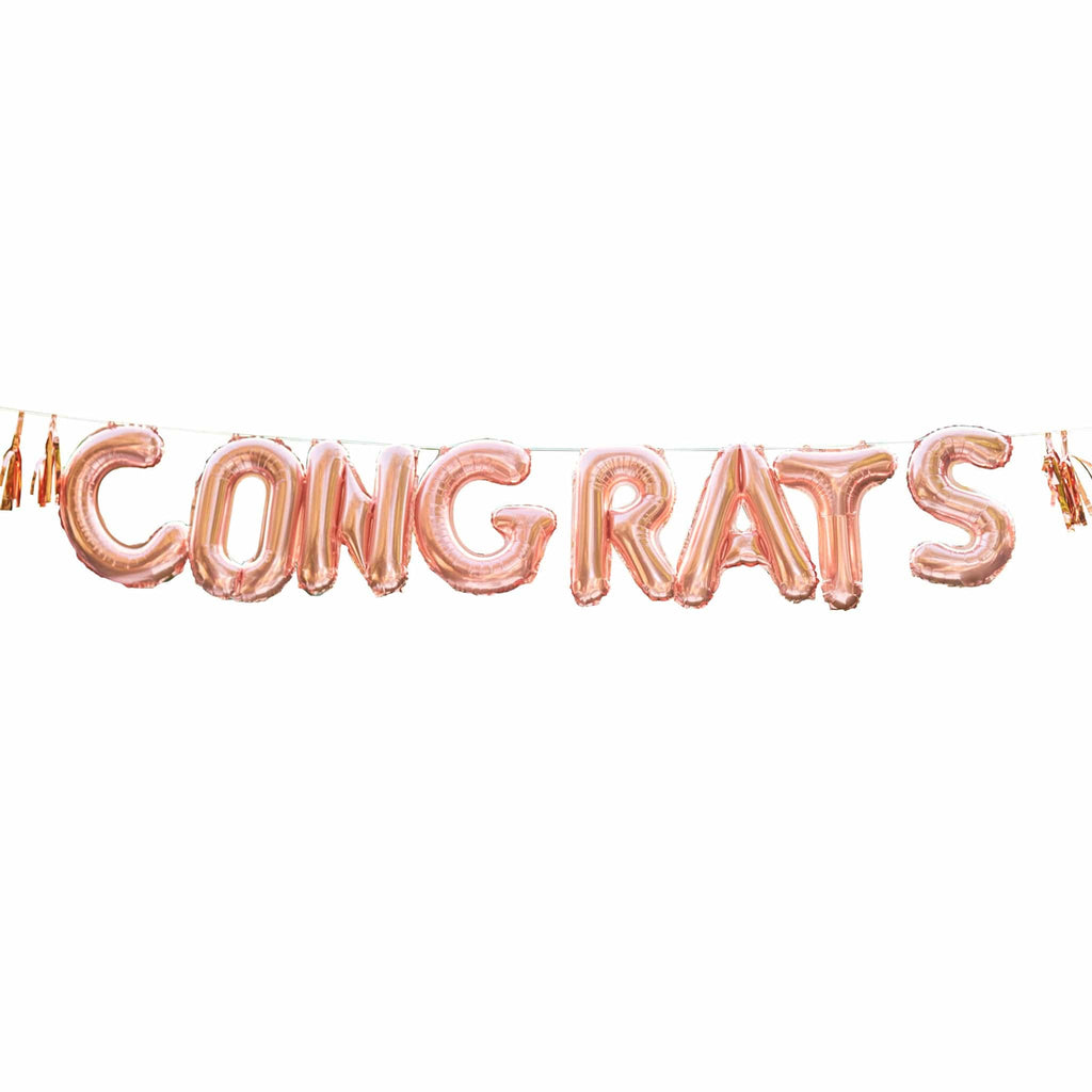 Congrats Rose Gold Balloon Bunting | Congratulations Party | The KeiCo