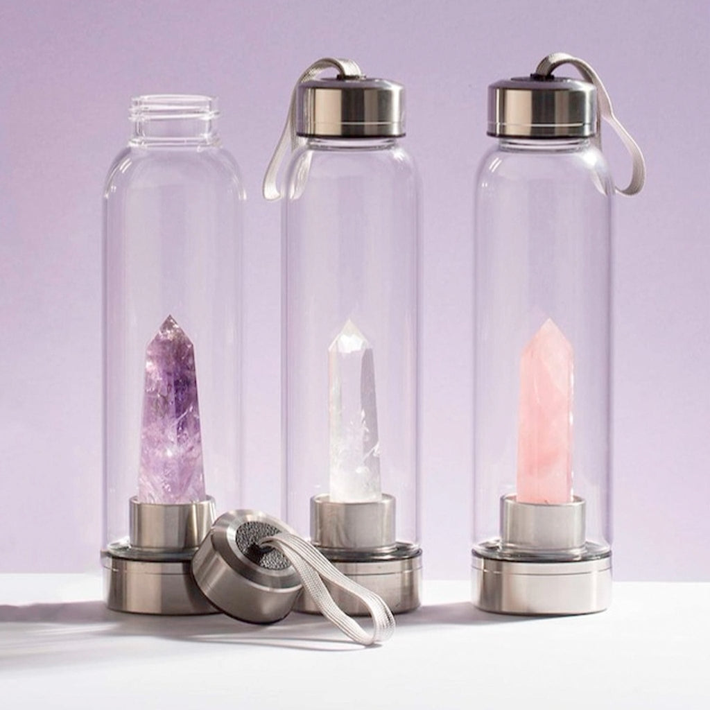 Crystal Infused Glass Water Bottles - The Keico