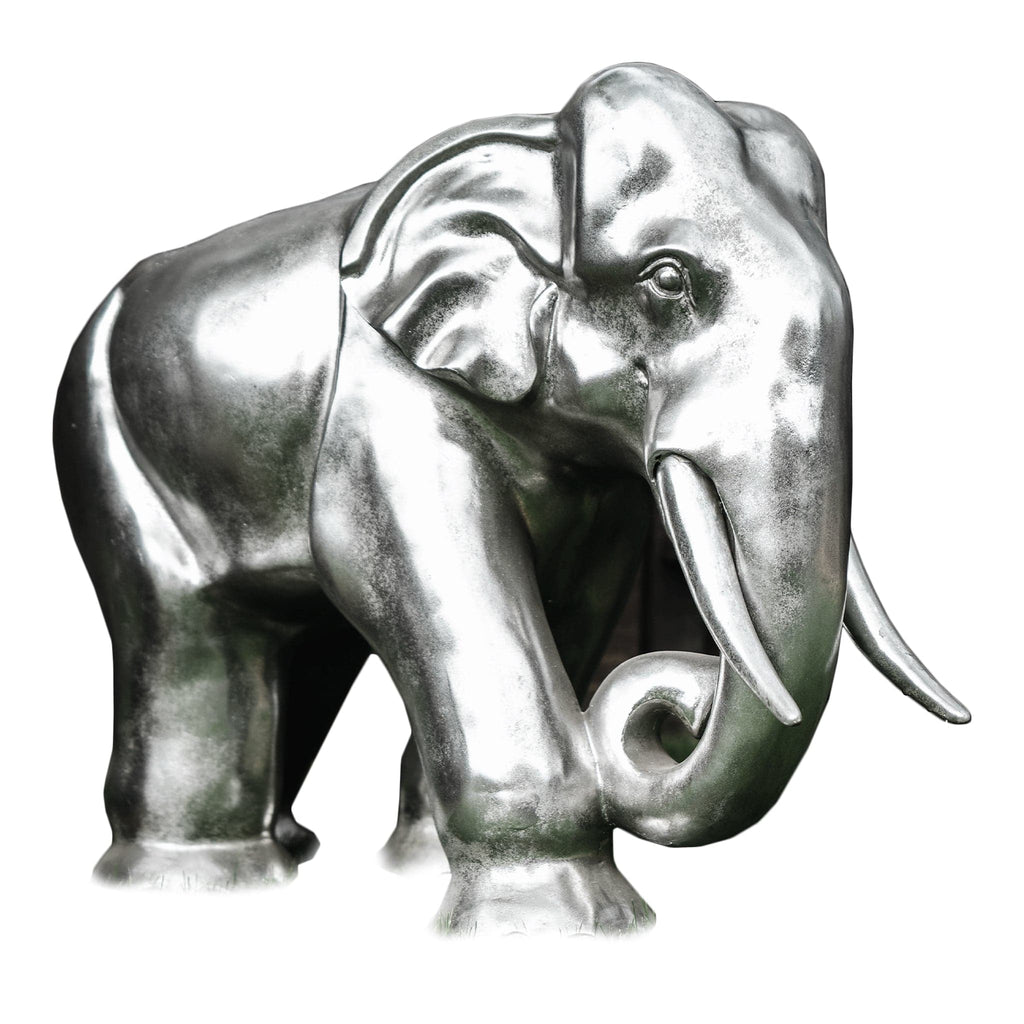 Large Platinum Silver Elephant Sculpture - The Keico