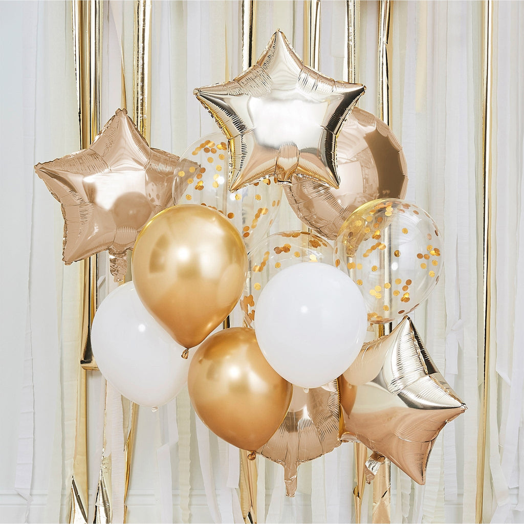 Metallic Gold Celebration Balloons Bundle | Party Supplies | The KeiCo