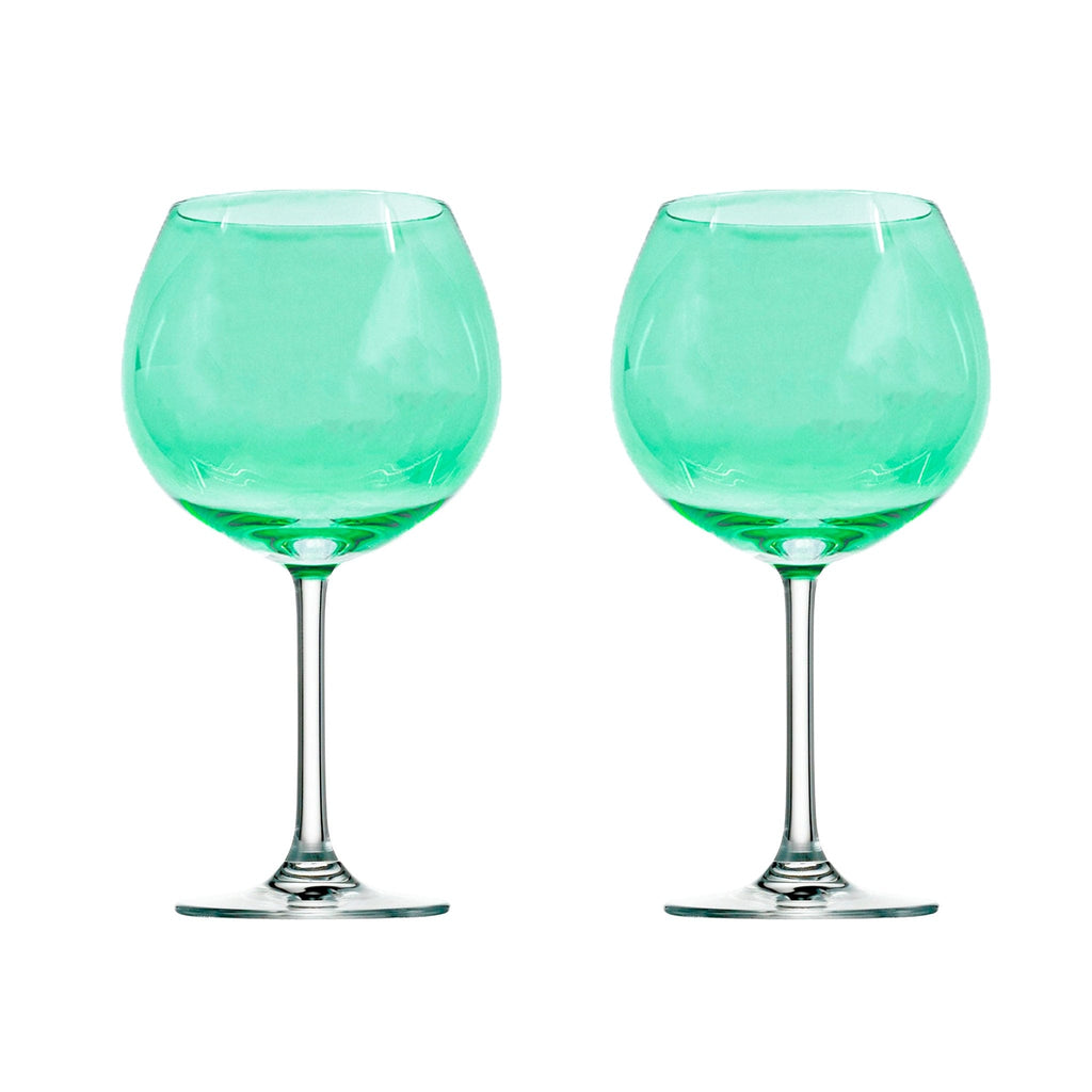 Set of 2 Sparkleware® Emerald Green Gin Balloon Glasses - The Keico