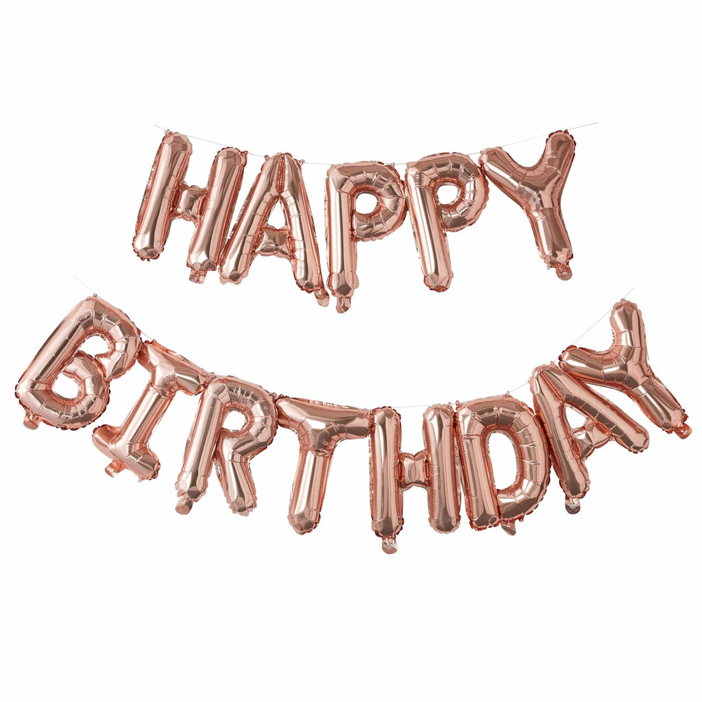 Rose Gold Happy Birthday Bunting Balloon | Birthday Gifts | The KeiCo