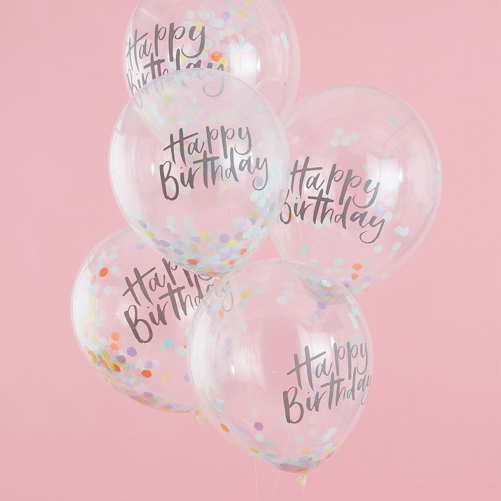 Happy Birthday Pastel Confetti Balloons | Birthday Party | The KeiCo